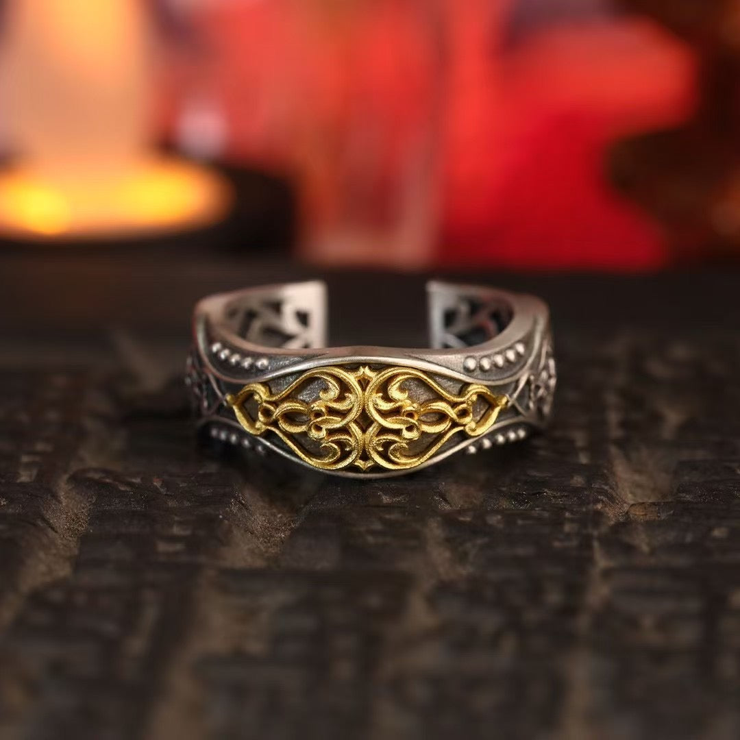 Silver Tibetan Guardian Ring "Flame Barrier "