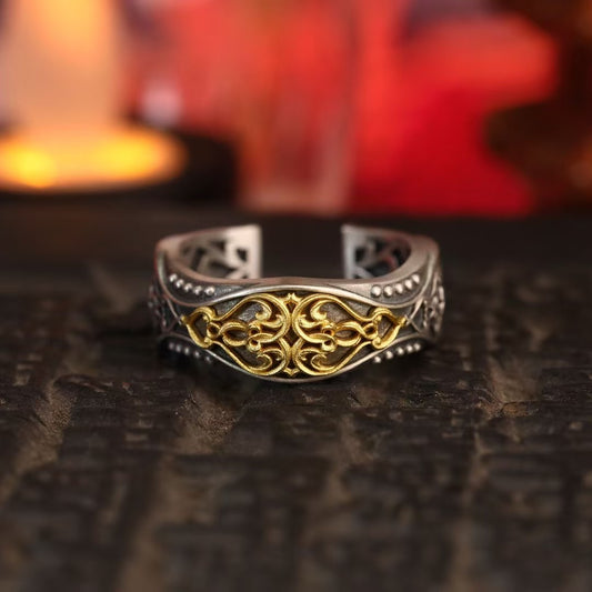 Silver Tibetan Guardian Ring "Flame Barrier "