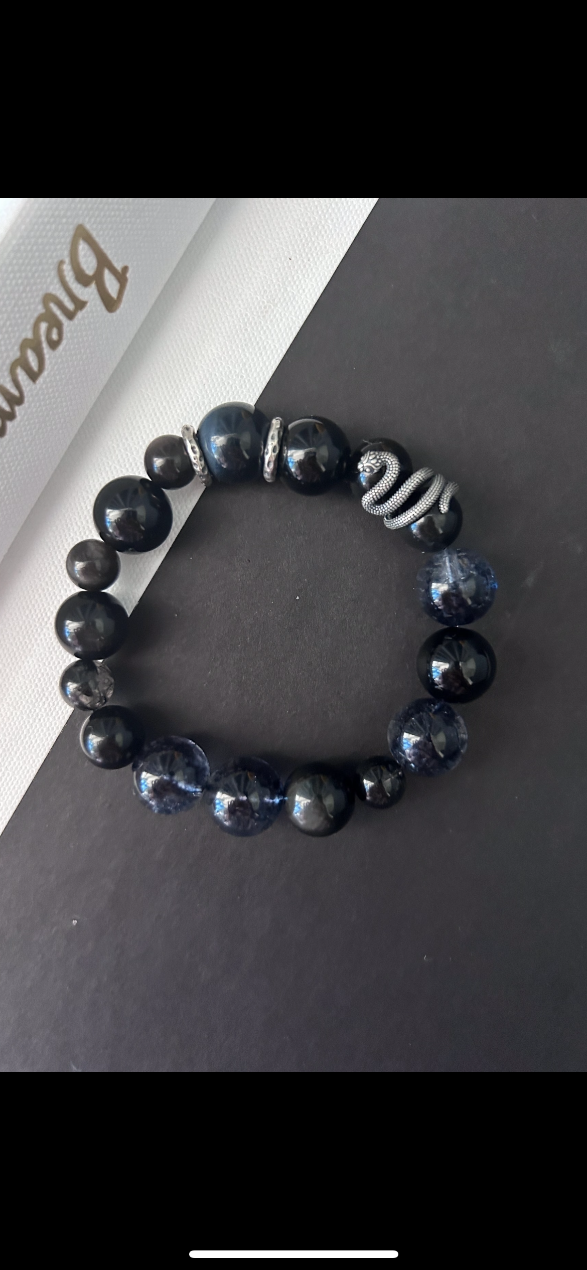 [Year of snake limited]~Dark Aqua  Obsidian Bracelet