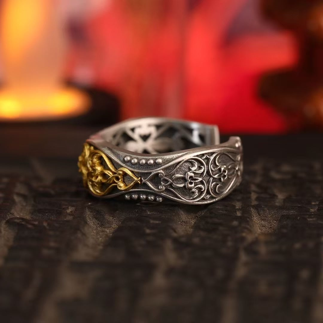 Silver Tibetan Guardian Ring "Flame Barrier "