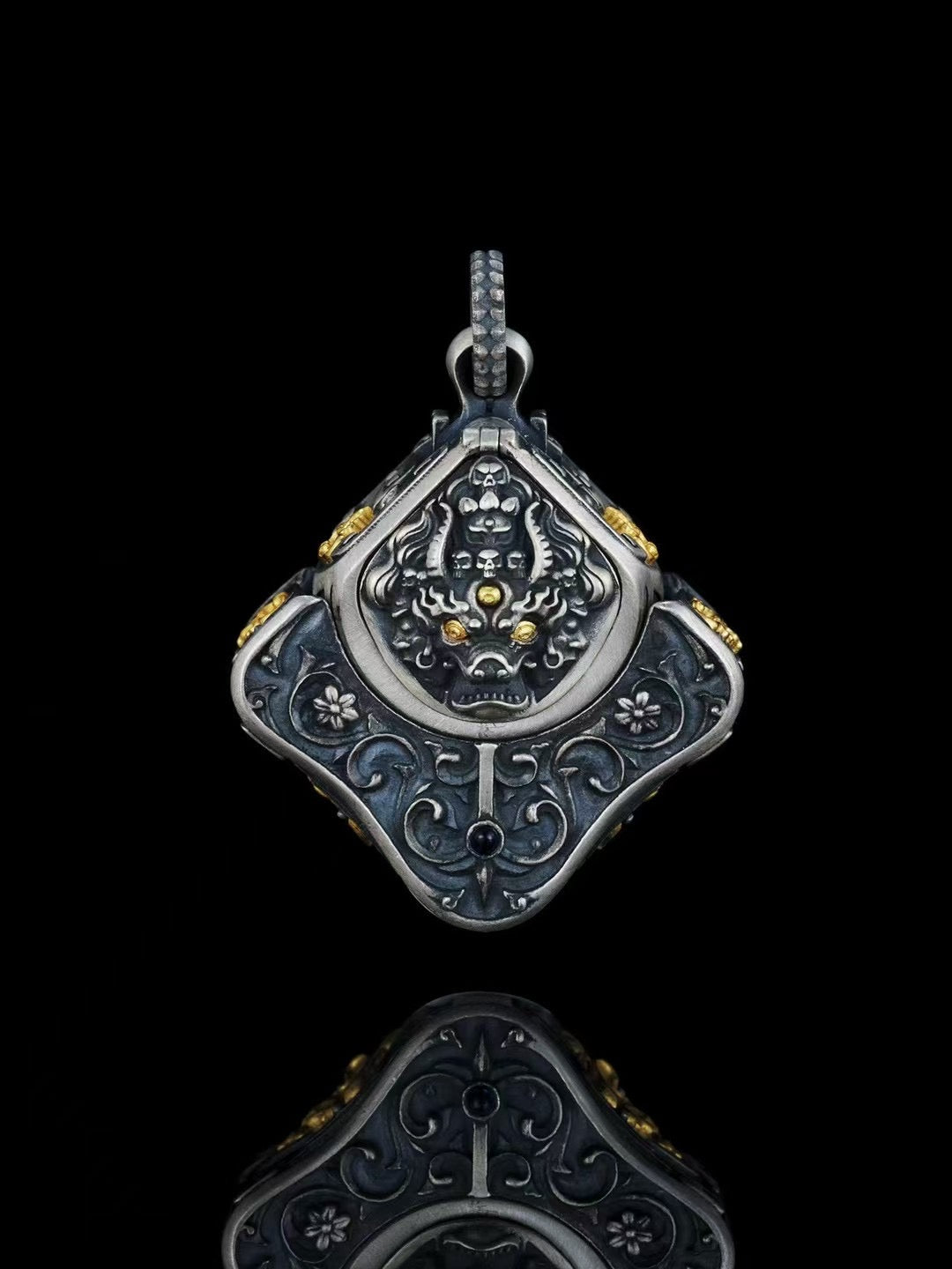 Silver Double-Sided Pendant "Union of Wisdom & Wrath"