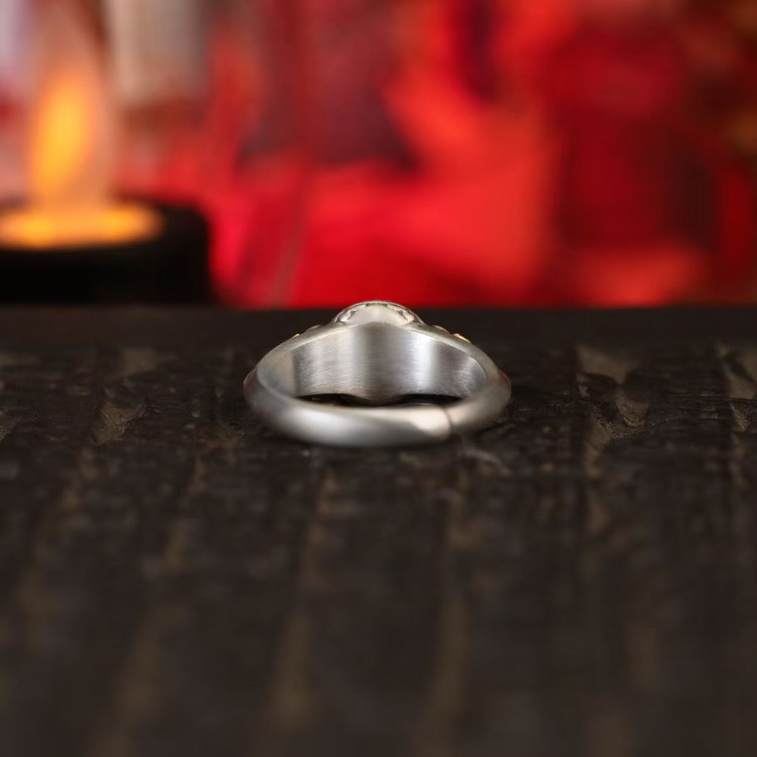 Silver Dharma Wheel Ring