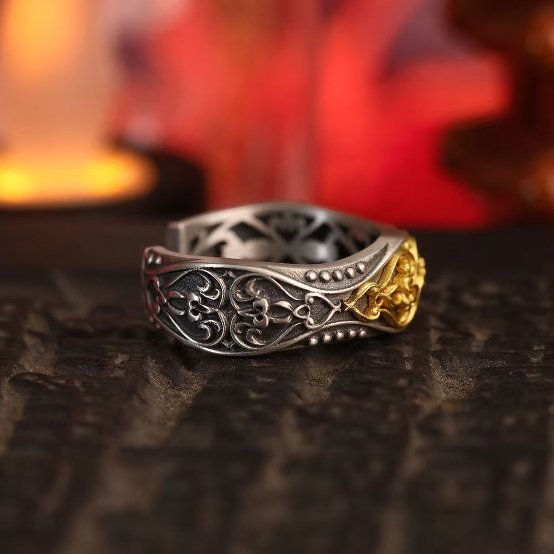 Silver Tibetan Guardian Ring "Flame Barrier "