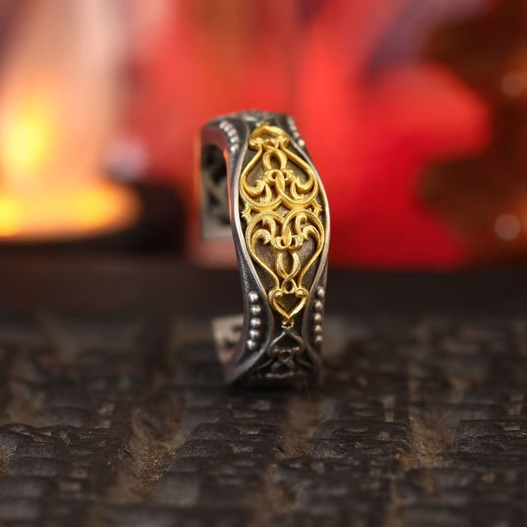 Silver Tibetan Guardian Ring "Flame Barrier "